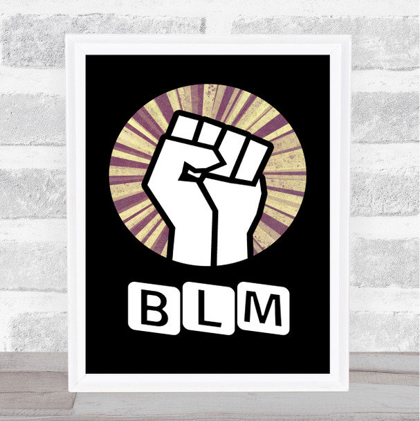 Black Lives Matter Fist On Black Retro Punch Wall Art Print