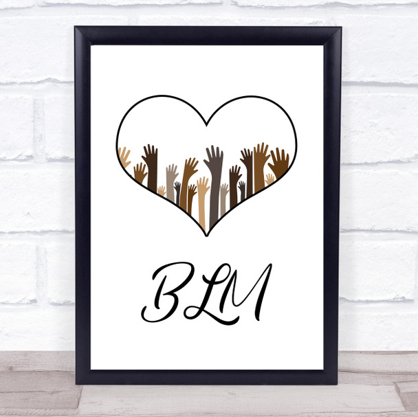 Black Lives Matter Raised Hands In Heart Wall Art Print