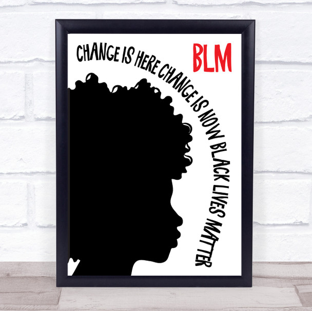 Black Lives Matter Silhouette Girl Black & White Wall Art Print Black Lives Matter Silhouette Girl Black & White Wall Art Print