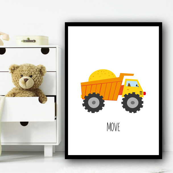 Construction Dump Move Children's Nursery Bedroom Wall Art Print