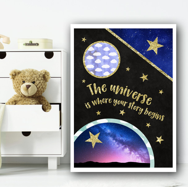 Universe Imagery Chalk 3 Children's Nursery Bedroom Wall Art Print