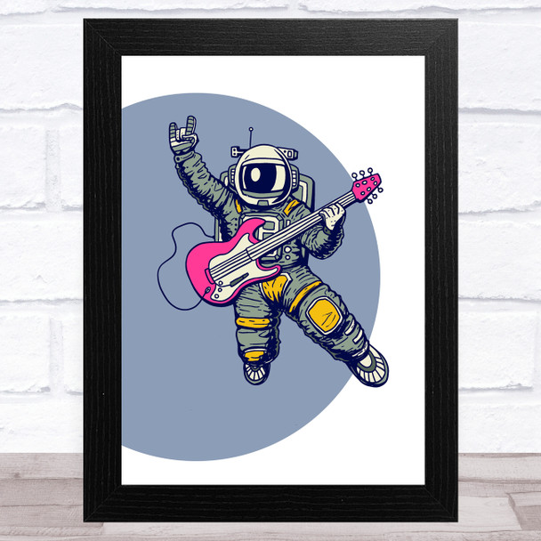 Astronaut Floating Playing Guitar Children's Kids Wall Art Print