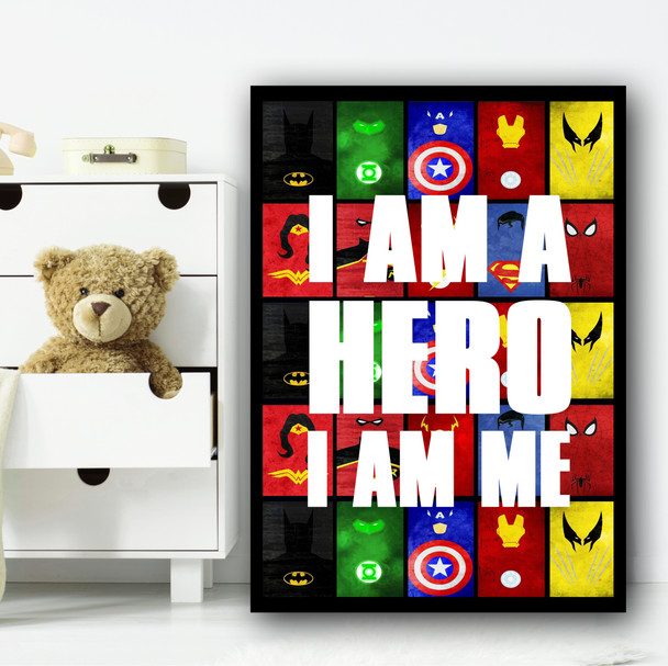 Superhero I Am Me Children's Nursery Bedroom Wall Art Print