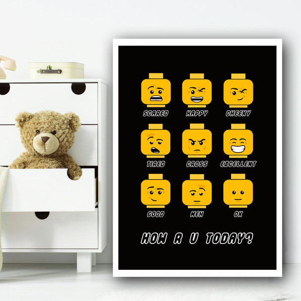 Lego Heads Children's Nursery Bedroom Wall Art Print