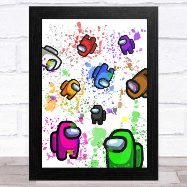 Among Us Characters & Pets In Space Splatter Art Children's Kids Wall Art Print