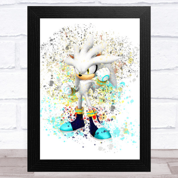 Silver Sonic The Hedgehog Splatter Art Children's Kids Wall Art Print