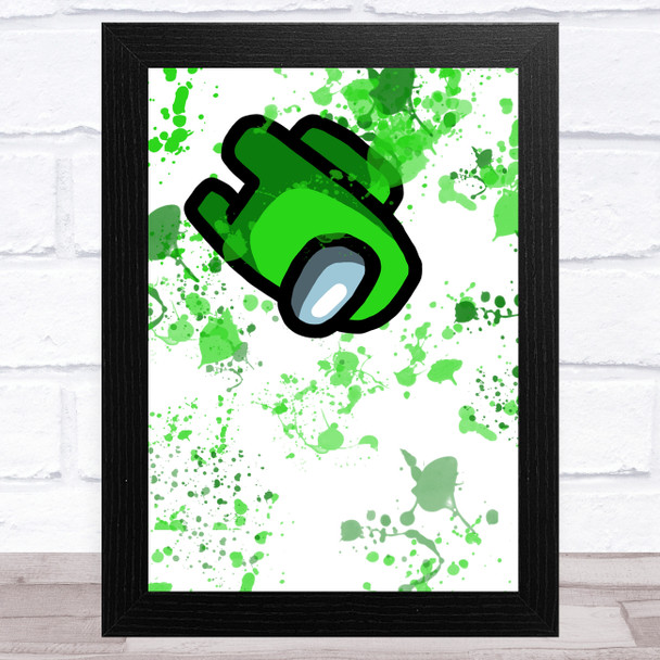 Among Us Green Splatter Art Children's Kids Wall Art Print Among Us Green Splatter Art Children's Kids Wall Art Print