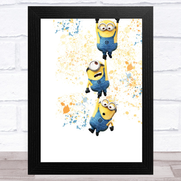 Minions Hanging About Splatter Art Children's Kids Wall Art Print