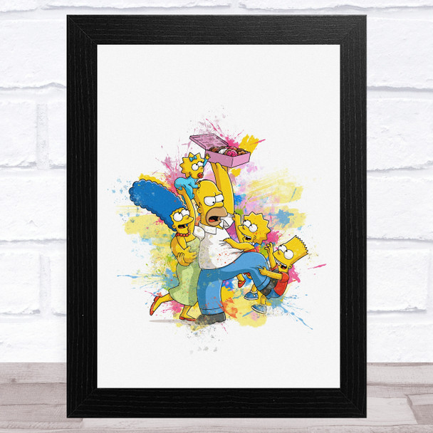 The Simpsons Watercolour Splatter The Simpsons Family Kid's Wall Art Print