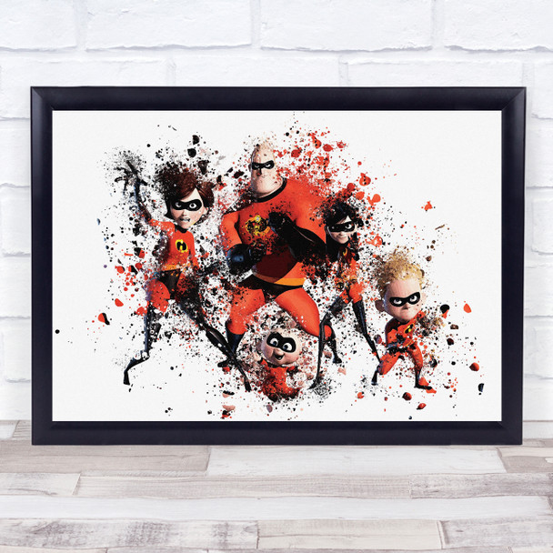 The Incredibles Watercolour Splatter Children's Kid's Wall Art Print