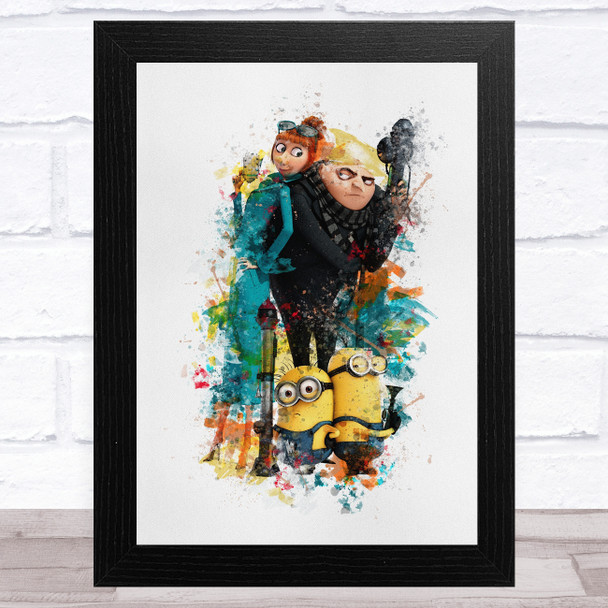 Watercolour Splatter Despicable Me Children's Kid's Wall Art Print