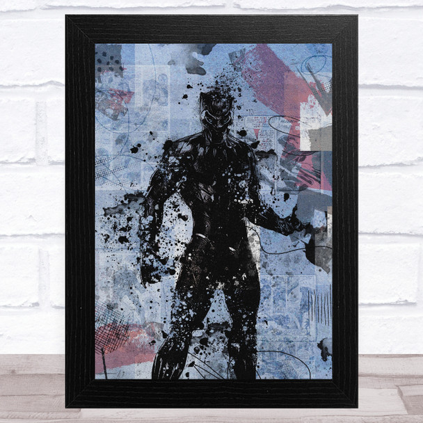 Black Panther Blue Abstract Retro Children's Kid's Wall Art Print
