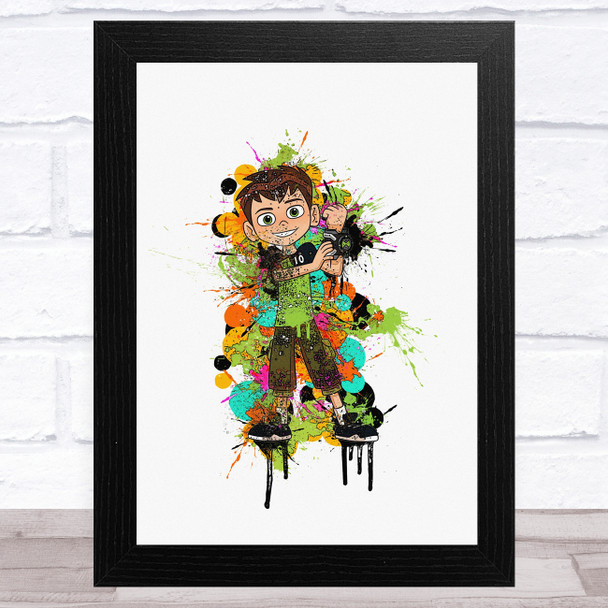 Ben 10 Watercolour Splatter Children's Kid's Wall Art Print