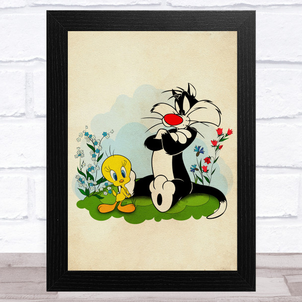 Tweety Pie And Sylvester Children's Kid's Wall Art Print