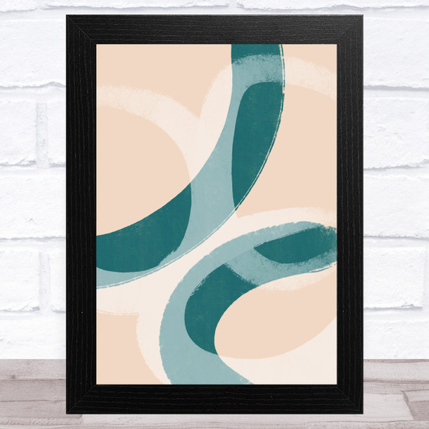 Dark Teal & Peach Abstract Strokes Style 2 Wall Art Print
