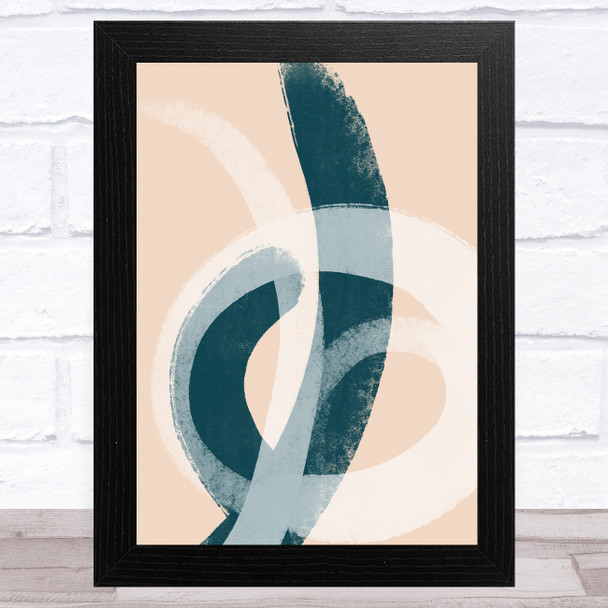 Dark Teal & Peach Abstract Strokes Style 4 Wall Art Print