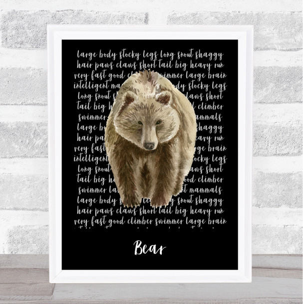 Bear Descriptive Wall Art Print