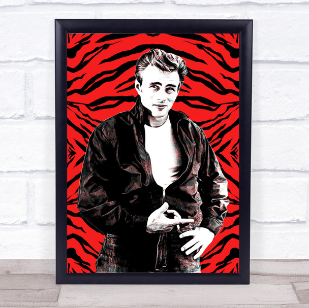 James Dean Red Zebra Print Funky Framed Wall Art Print