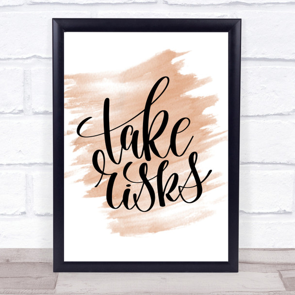 Take Risks Swirl Quote Print Watercolour Wall Art