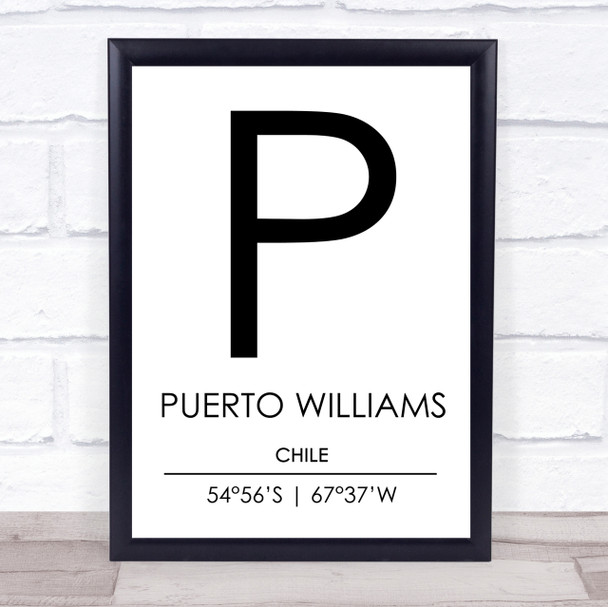 Puerto Williams Chile Coordinates Travel Print Puerto Williams Chile Coordinates Travel Print