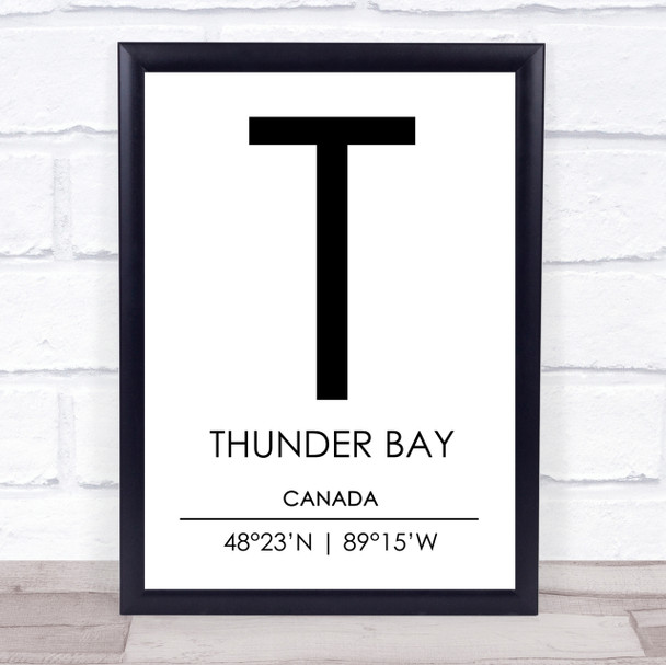 Thunder Bay Canada Coordinates Travel Print