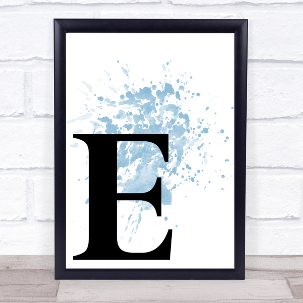 Blue Initial Letter E Quote Wall Art Print