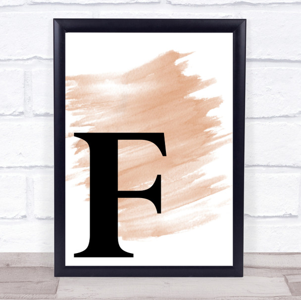 Watercolour Initial Letter F Quote Print