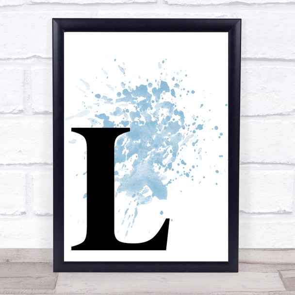 Blue Initial Letter L Quote Wall Art Print
