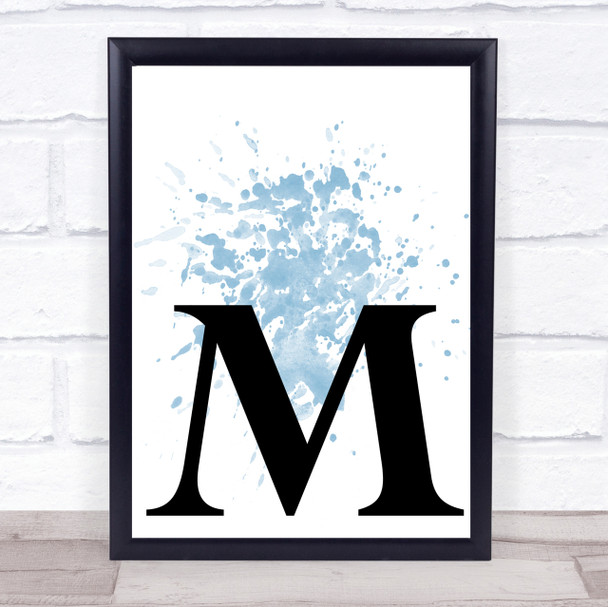 Blue Initial Letter M Quote Wall Art Print