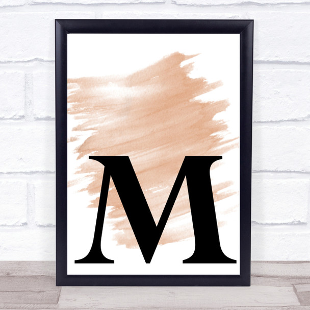 Watercolour Initial Letter M Quote Print