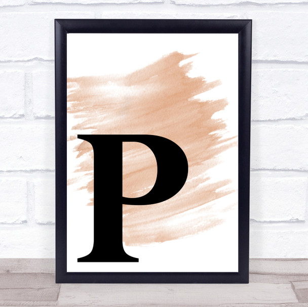 Watercolour Initial Letter P Quote Print