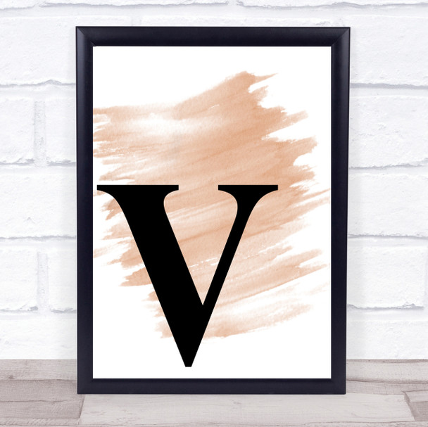 Watercolour Initial Letter V Quote Print Watercolour Initial Letter V Quote Print