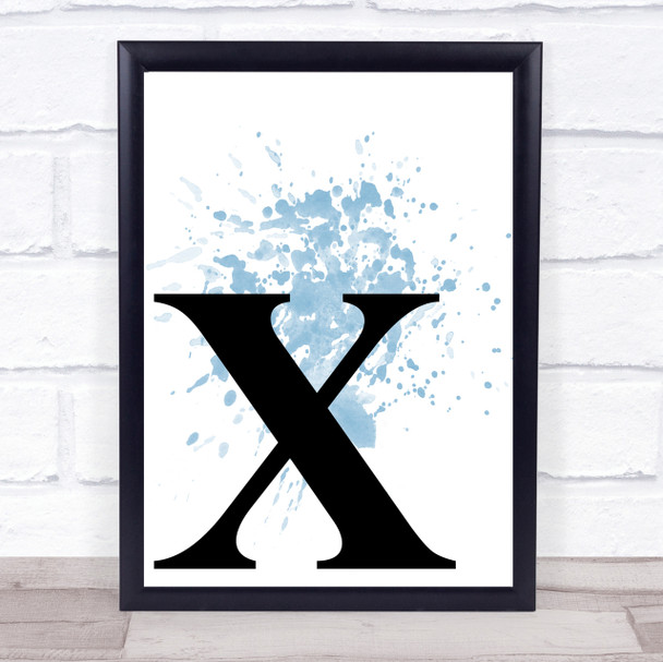Blue Initial Letter X Quote Wall Art Print Blue Initial Letter X Quote Wall Art Print