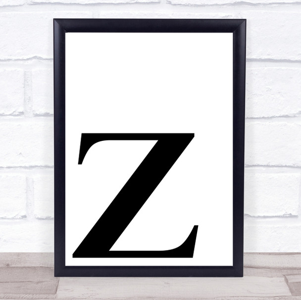 Initial Letter Z Quote Wall Art Print