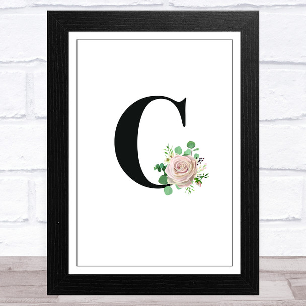 Initial Letter C With Flowers Wall Art Print