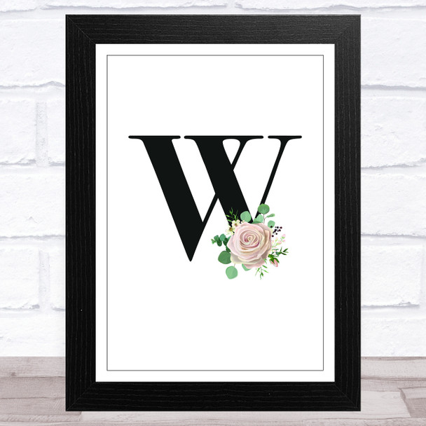 Initial Letter W With Flowers Wall Art Print