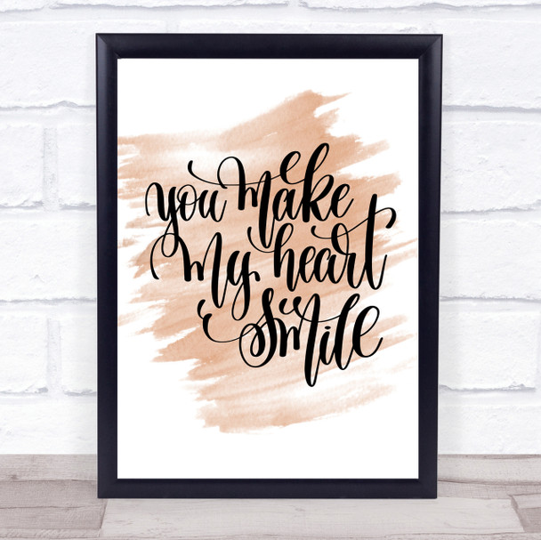 You Make My Heart Smile Quote Print Watercolour Wall Art