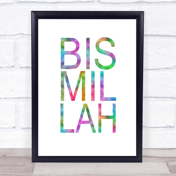 Rainbow Bismillah Quote Wall Art Print