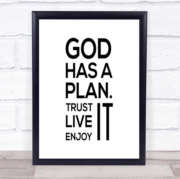 God Has A Plan Quote Print Poster Typography Word Art Picture