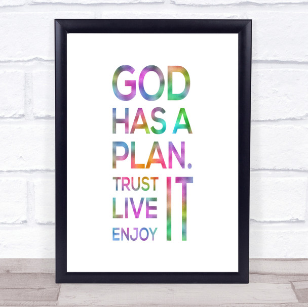 God Has A Plan Rainbow Quote Print