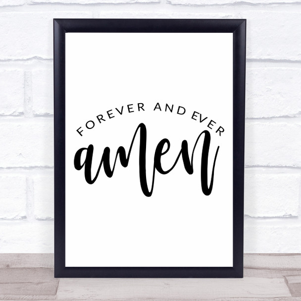 Christian Prayer Forever Amen Quote Typogrophy Wall Art Print