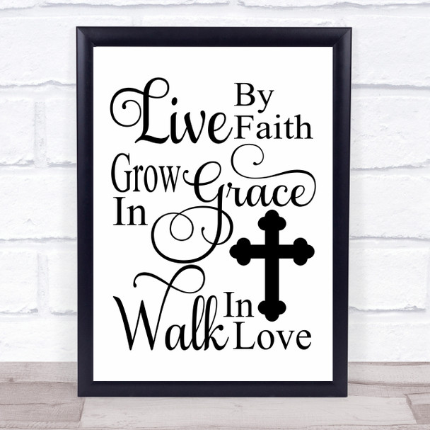 Live By Faith Christian Quote Typogrophy Wall Art Print