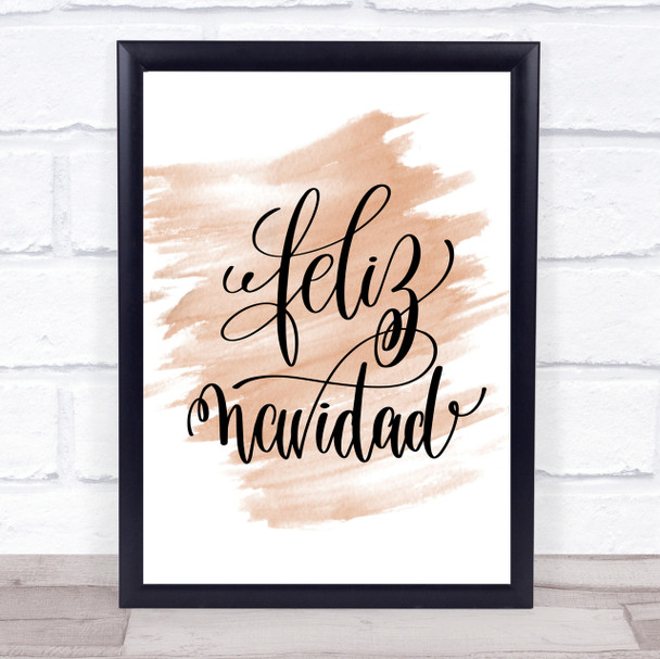 Christmas Feliz Navidad Quote Print Watercolour Wall Art