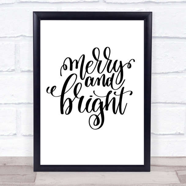 Christmas Merry & Bright Quote Print Poster Typography Word Art Picture