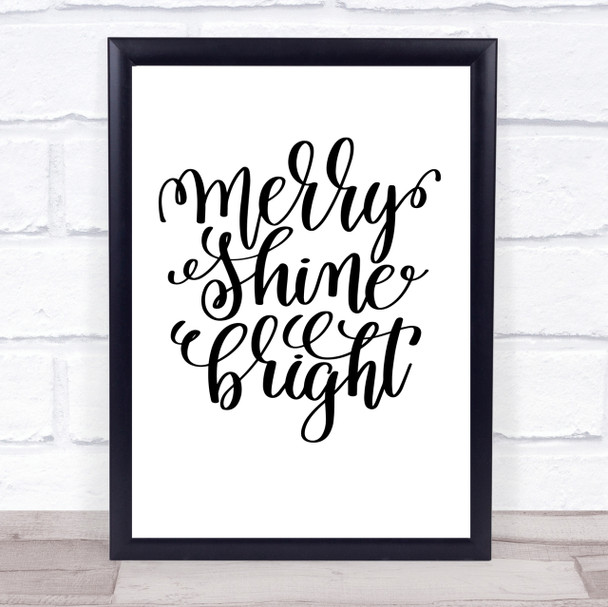 Christmas Merry Shine Bright Quote Print Poster Typography Word Art Picture
