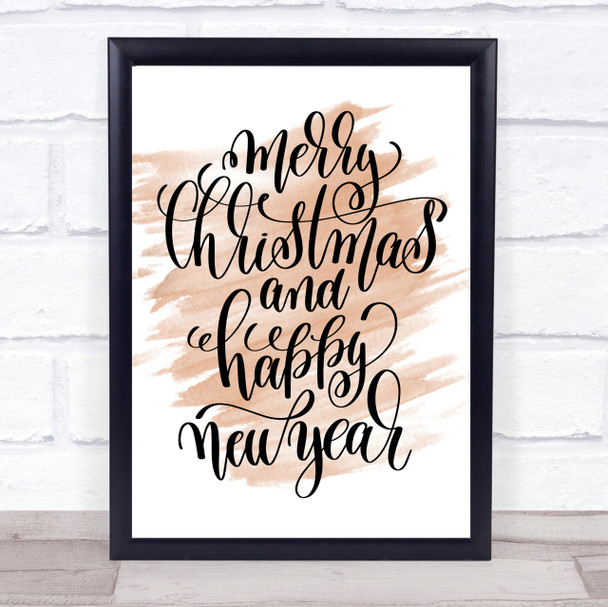 Christmas Merry Xmas New Year Quote Print Watercolour Wall Art