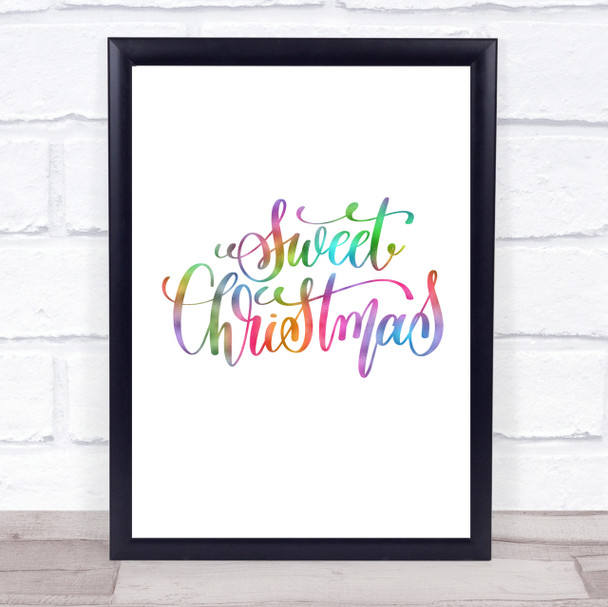 Christmas Sweet Xmas Rainbow Quote Print