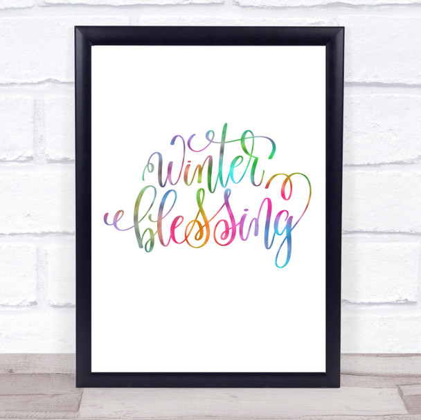 Christmas Winter Blessing Rainbow Quote Print Christmas Winter Blessing Rainbow Quote Print