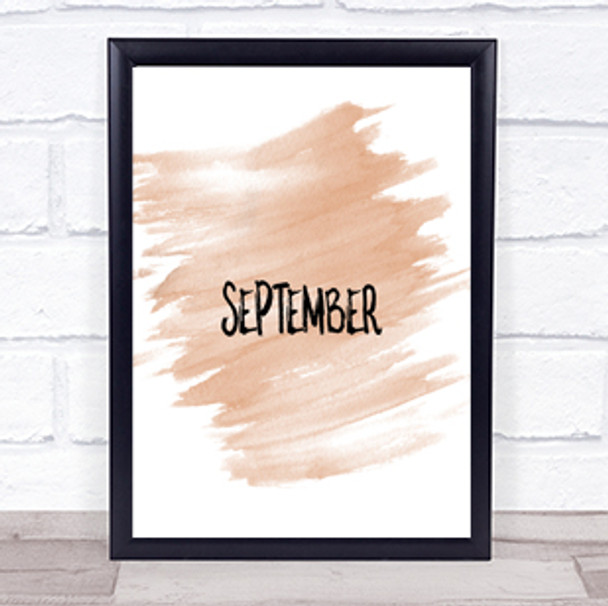 September Quote Print Watercolour Wall Art
