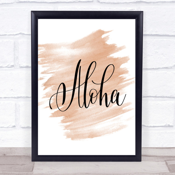 Aloha Quote Print Watercolour Wall Art